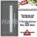 Aluminiumhaustür Aktionsmodell April, System Design Plus F Line, Farbe wählbar, außen flügelüberdeckende Konstruktion, Maßanfertigung bis 1200 x 2240 mm