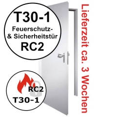Brandschutz- & Sicherheitstür T30-1 FSA 62 Stahltür, Breite 875 mm, Höhe wählbar - KURZE LIEFERZEIT