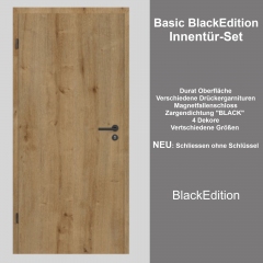 Holzinnentür mit Zarge - BlackEdition - Melaminharz-Oberflächen Asteiche, Hygge-Grau, Weiß 