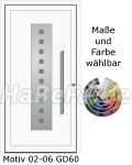 Hauseingangst&uuml;r Heroal - Nebent&uuml;r aus Aluminium Motiv 02-06 GD60, w&auml;rmeged&auml;mmte T&uuml;r, Sicherheitsverriegelung, Aluminiumf&uuml;llung, Isoglas