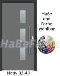 Hauseingangst&uuml;r Heroal - Nebent&uuml;r aus Aluminium Motiv 02-40, w&auml;rmeged&auml;mmte T&uuml;r, Sicherheitsverriegelung, Aluminiumf&uuml;llung, Isoglas