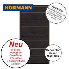 Nebentür M-Sicke Woodgrain von Hörmann für Renomatic in Night Oak mit Blockzarge