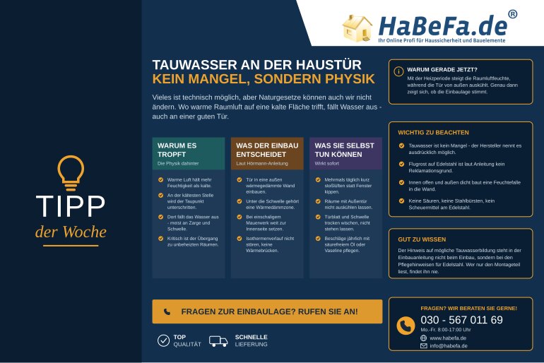 Drei Blöcke: warum Tauwasser entsteht, was der Einbau entscheidet und was man selbst tun kann