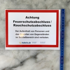 Aufkleber Achtung Feuerschutzabschluss - Aufkleber, 147 x 210 mm