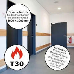 T30 RS Brandschutztür mit Rauchschutz und Panikfunktion in der Breite von 875 mm