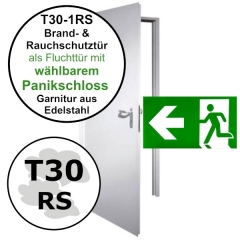 Brandschutztür T30-1 RS als Fluchttür, Breite 875 mm, Höhe wählbar