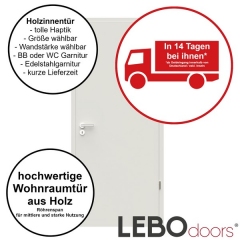 Holzinnentür mit Zarge LEBO 9010 glatt - Breite und Wandstärke wählbar