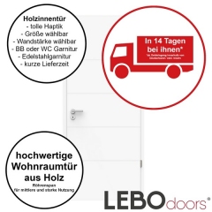 Weiße Holzinnentür mit Zarge LEBO Light mit schlichtem Streifendesign - Breite und Wandstärke wählbar