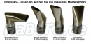 Edelstahl- Düsensortiment für Mörtelspritze aus Stahl und Edelstahl, Modelle 500(300)/40(50) NU und SK (1x gerade,1x30°,1x45°,1x90° Düse)