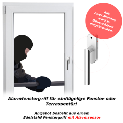 Edelstahl Alarmfenstergriff zur Fenster- & Türsicherung (einflügelig) 