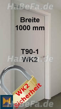 T90-1 H16 OD Brandschutztür RC2/WK2, B: 1000 mm, Höhe wählbar