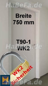 T90-1 H16 OD Brandschutztür RC2/WK2, B: 750 mm, Höhe wählbar