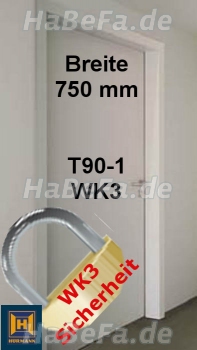 T90-1 H16 Brandschutztür RC3/WK3, B: 750 mm, Höhe wählbar