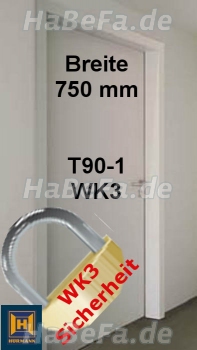 T90-1 H16 Brandschutztür RC3/WK3, B: 750 mm, Höhe wählbar