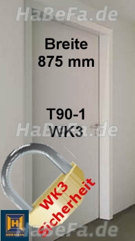 T90-1 H16 Brandschutztür RC3/WK3, B: 875 mm, Höhe wählbar