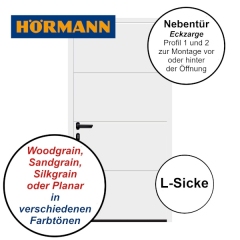 Garagennebentür NT60, Breite 1000 mm, Höhe wählbar, L-Sicke mit Eckzarge