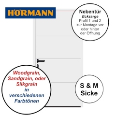 Garagennebentür NT60, Breite 1000 mm, Höhe wählbar, S- oder M-Sicke mit Eckzarge