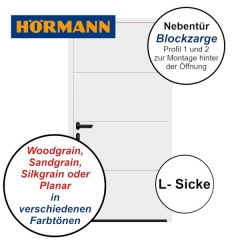 Garagennebentür NT60, Breite 1115 mm, Höhe wählbar, L-Sicke mit Blockzarge