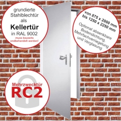 Kellertür - Außen-Sicherheitstür RC2 ab 875 x 2000 bis 1250 x 2250 mm