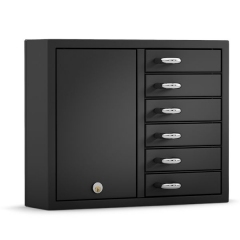schwarze Keybox 9006 E (Nr. 1413162) BLACK - Erweiterung mit 6 Fächern - Fachgröße 15 cm breit, 8 cm tief, 4 cm hoch - Edelstahl und pulverbeschichtet in Schwarz