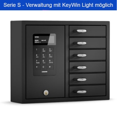 schwarze Keybox 9006 S (Nr. 141361) BLACK - Schlüsselbox mit 6 Fächern - Fachgröße 15 cm breit, 8 cm tief, 4 cm hoch