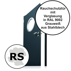 Rauchschutztür RS-1, mit Verglasung, Breite 875 mm, Höhe wählbar