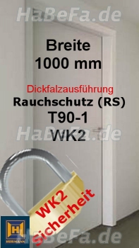 T90-1 H16 WK2 Rauchschutztür, B: 1000 mm, Höhe wählbar, Dickfalz