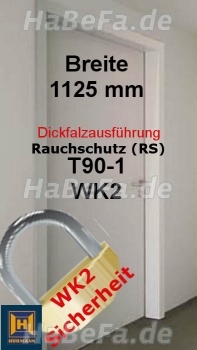 T90-1 H16 WK2 Rauchschutztür, B: 1125 mm, Höhe wählbar, Dickfalz