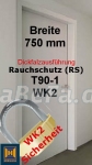 T90-1 H16 WK2 Rauchschutztür, B: 750 mm, Höhe wählbar, Dickfalz