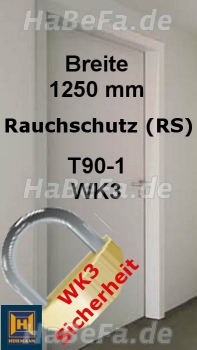 T90-1 H16 WK3 Rauchschutztür, B: 1250 mm, Höhe wählbar