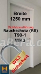 T90-1 H16 WK3 Rauchschutztür, B: 1250 mm, Höhe wählbar, Dickfalz