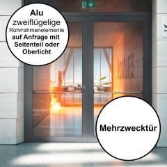 Alu Rohrrahmentür zweiflügelig bis zu einer Größe von 2020 x 3000mm