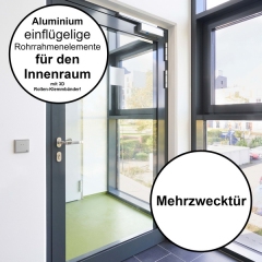 Rohrrahmen-Innentür aus Aluminium mit 6 mm VSG Verglasung, Breite bis 1270 mm, Höhe bis 3000mm