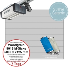 Sektionaltor Steinau Basic Woodgrain 5000 x 2125 mm in RAL 9016 M-Sicke
