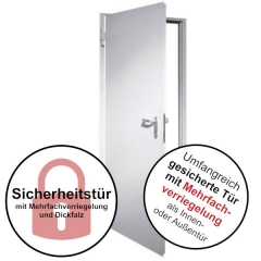 Sicherheitstür D65-1 OD Breite bis 1.500 mm & Höhe bis 2.500 mm mit Mehrfachverriegelung