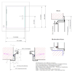 Teckentrup T90 Klappe - auch mit Rauchschutz - Breite 750 mm x Höhe 875 mm