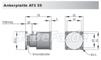 Teleskopankerplatte Hekatron ATS 55 für Türhaftmagneten THM 413, 433, 439, 440 / Art.-Nr. 6500100