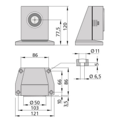 Türhaftmagnet Hekatron THM 413 in runder Bauform mit verdeckten Anschlussklemmen / Art.-Nr. 6500002