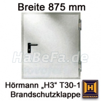 H3 Stahlklappe Brandschutzklappe T-30 Feuerschutzklappe, einflügelig, Breite 875 mm, verschiedene Höhen, Hörmann