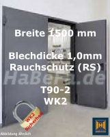 T90-2 RS H16 WK2 Rauch- & Feuerschutztür, B: 1500 mm, Höhe wählbar