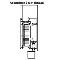 Absenkbare Bodendichtung mit Bodentrennschiene Aluminium