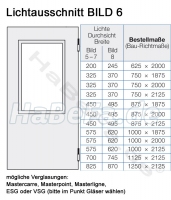 Bild 6 Lichtausschnitt, ohne Glas (bitte im Punkt Glas auswählen), lichte Durchsichtshöhe 950 mm