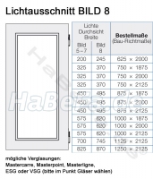 Bild 8 Lichtausschnitt, ohne Glas (bitte im Punkt Glas auswählen), lichte Durchsichtshöhe = Bestellmaß - 380 mm