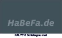 Farbton RAL 7015 Schiefergrau, matt - innen RAL9016 glänzend
