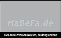 Farbton RAL 9006 Weißaluminium, seidenglänzend - innen RAL9016 glänzend