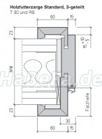 Holzumfassungszarge Maulweite 391 bis 450 mm