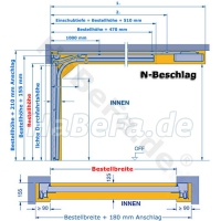 N-Beschlag (Niederig-Sturz-Beschlag) mit Torsionsfedertechnik
