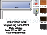 Oberlicht Sondermaß 875 - 1250 mm, DEKOR nach Wahl und Glaseinsatz nach Wahl