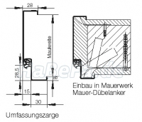 Umfassungszarge Mauerwerk/ Beton 206mm bis 270mm