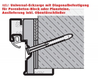 Universal-Eckzarge für Porenbeton für Diagonalbefestigung